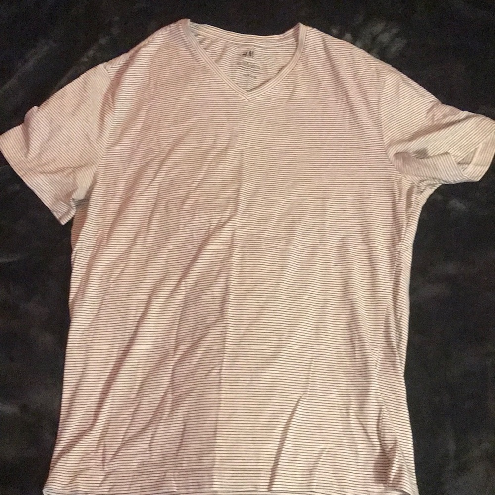 Black and White Striped V-neck